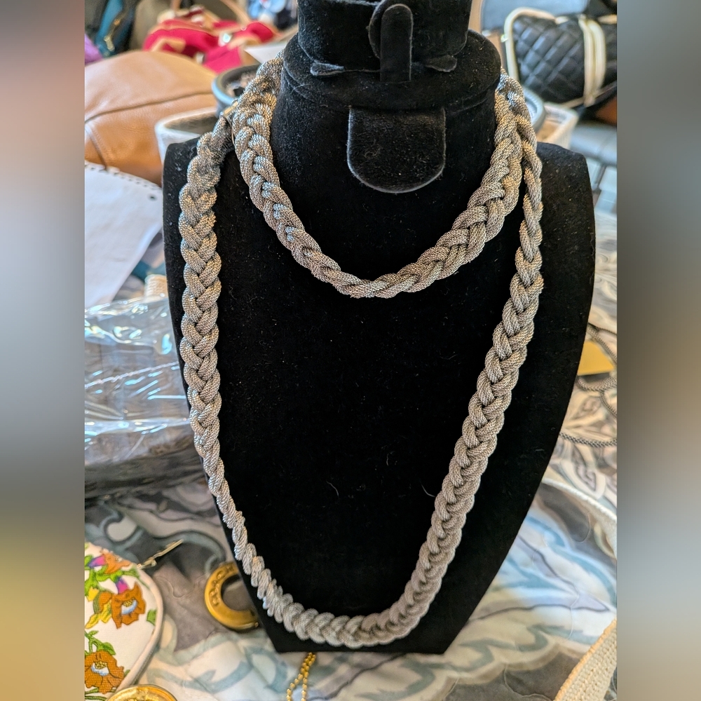 Ann Taylor Factory Silver Braided Chain‎ Necklace